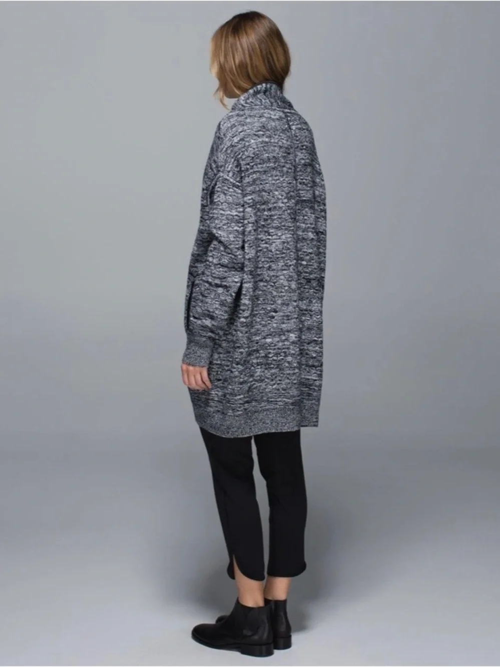 Lululemon Cardi All Day Oversized Knit Cardigan in Black/White